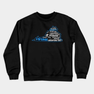 Alexandria Virginia cute map Virginia Beach, Chesapeake, Norfolk, Richmond, Arlington, Newport News, Alexandria, Hampton, Roanoke, Suffolk, Reston Crewneck Sweatshirt